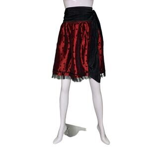 Diviine Modestee NWT Taffettal Polka Dot Skirt Red Wine Black Size 6